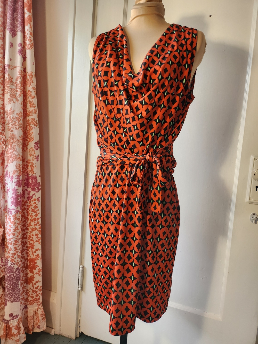 Diane Von Furstenberg 100% Silk Keesa Geometric Faux-Wrap Dress 4
